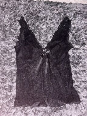 Urban Outfitters Black Lace Camisole with Ribbon Detail